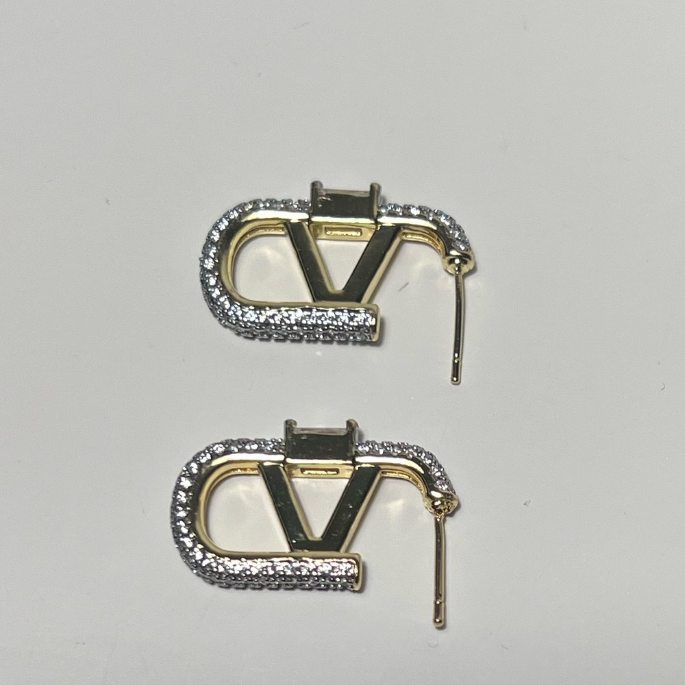 Gold and Silver V Hoop Earrings - Elegant Two-Tone